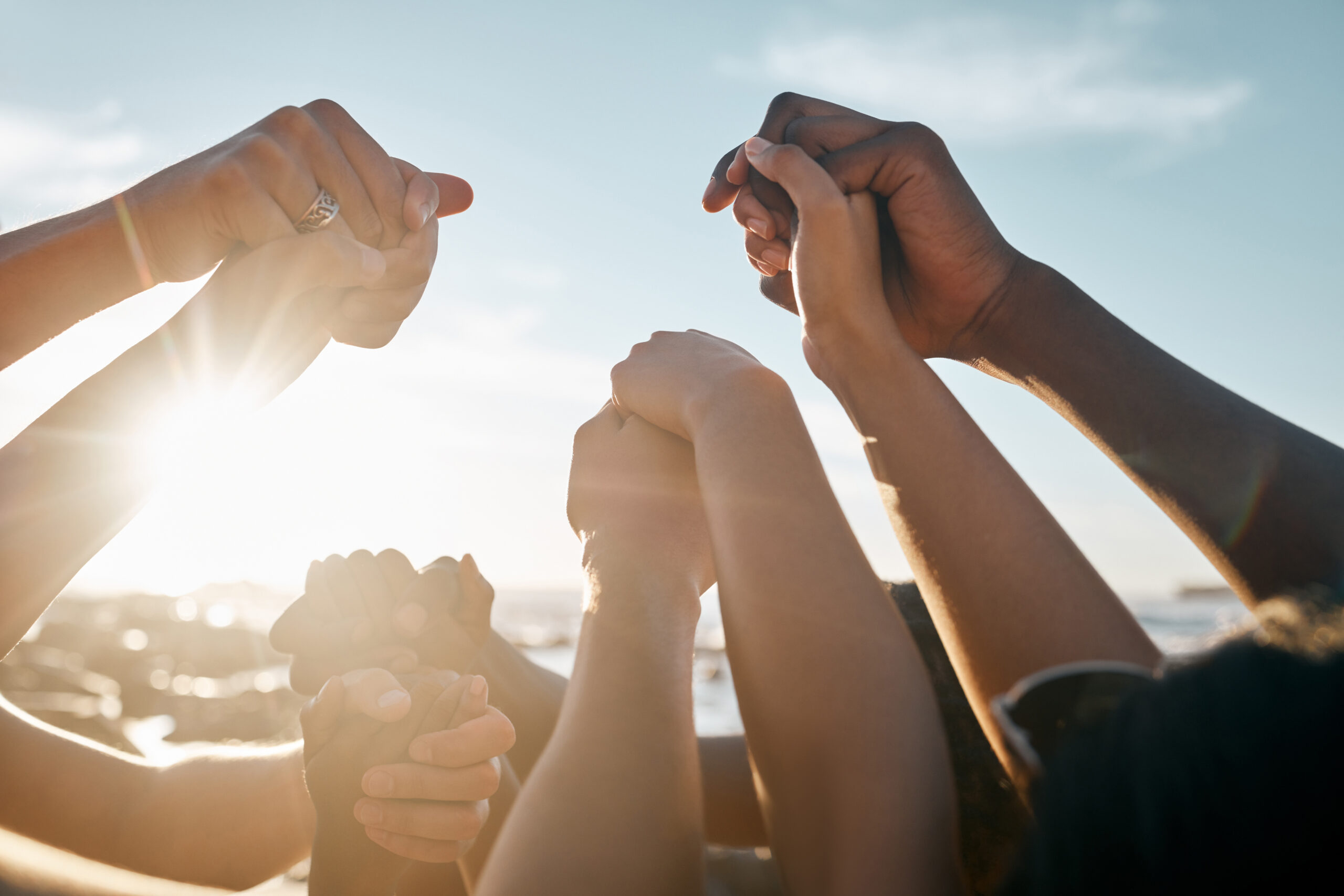 Friends, bonding and holding hands.