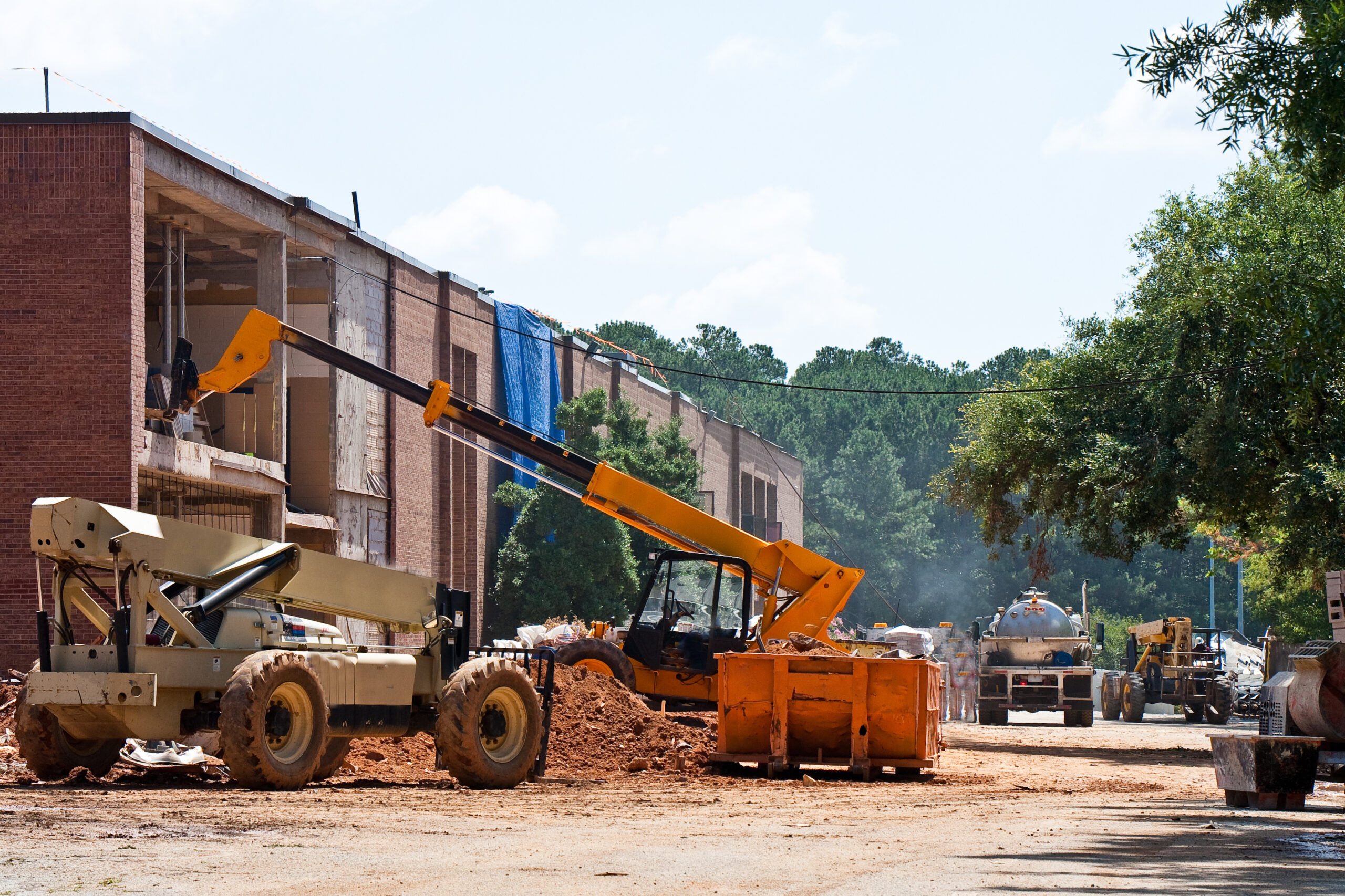 A construction project at an old brick school