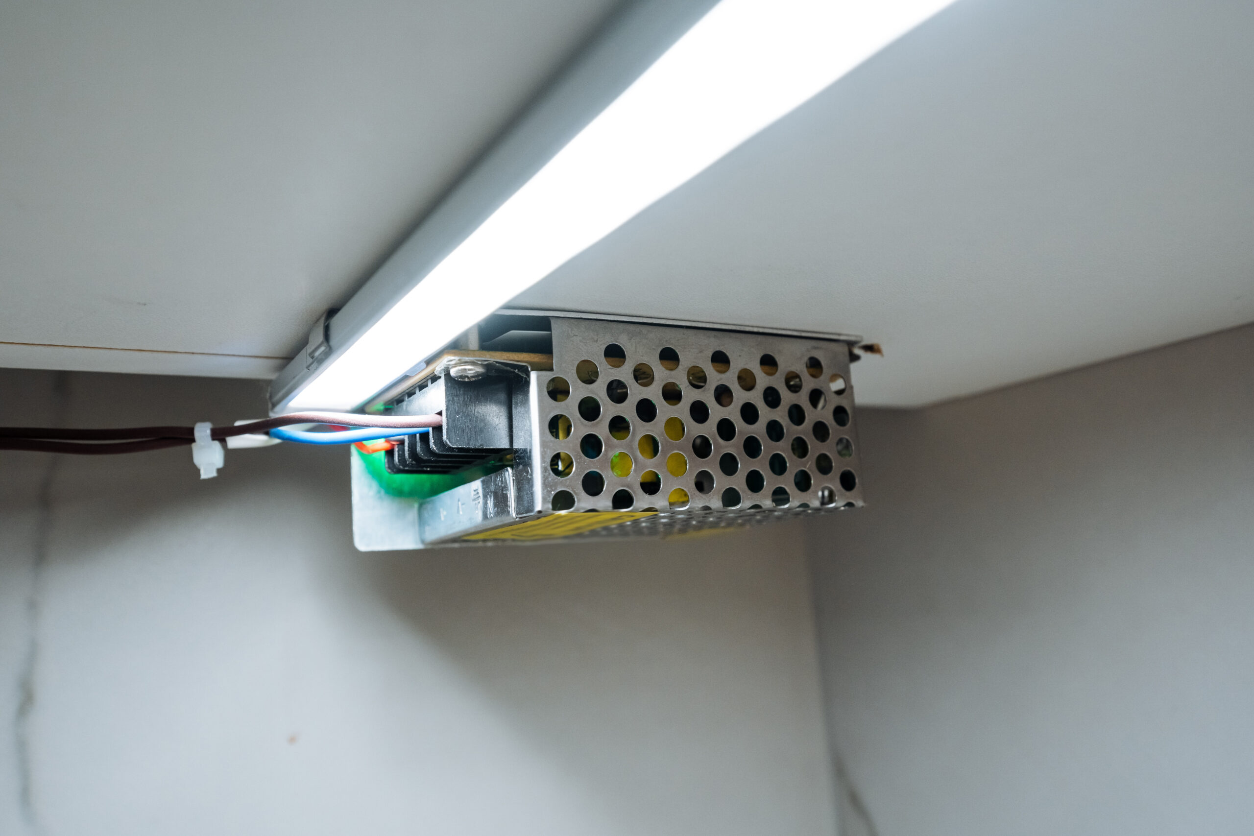 Exposed LED driver under fluorescent light